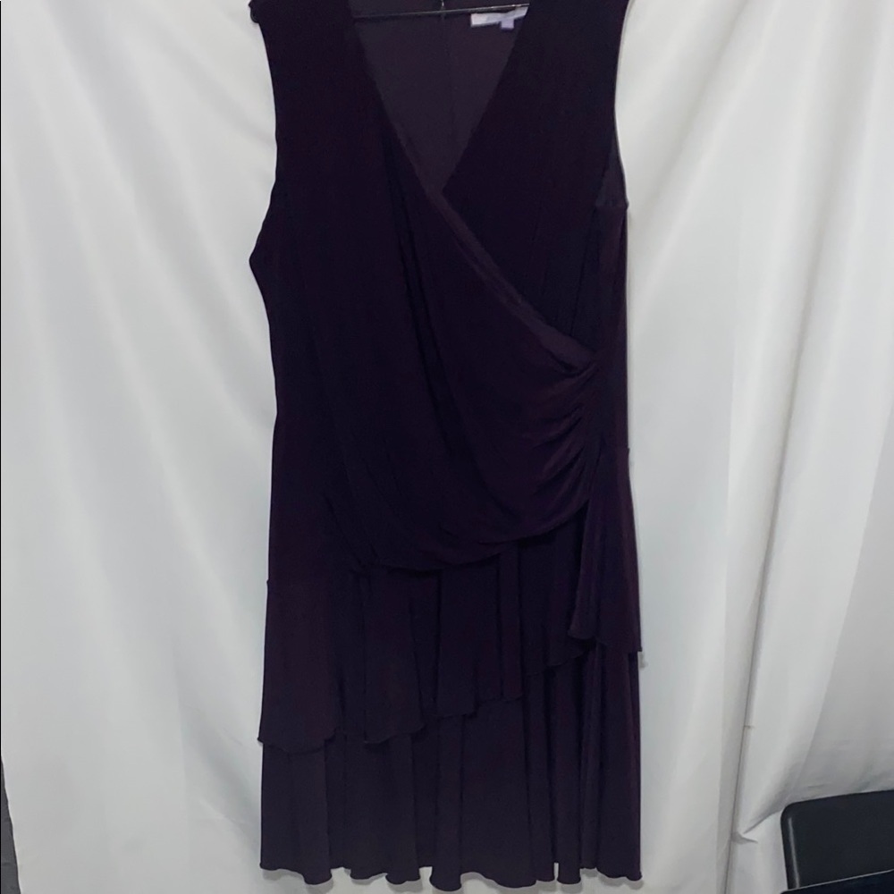 Carmen Marc Valvo WO SIZE 22 Eggplant purple Asymmetrical Sheath Dress CLEAN